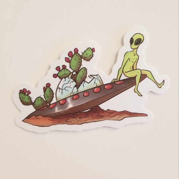 10/$10 Alien On UFO Sticker - Picture 1 of 1